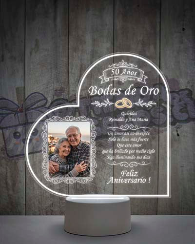Lampara Led 3D Aniversario de Bodas