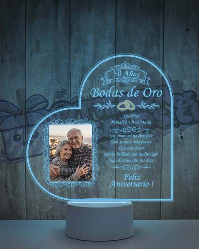 Lampara Led 3D Aniversario de Bodas