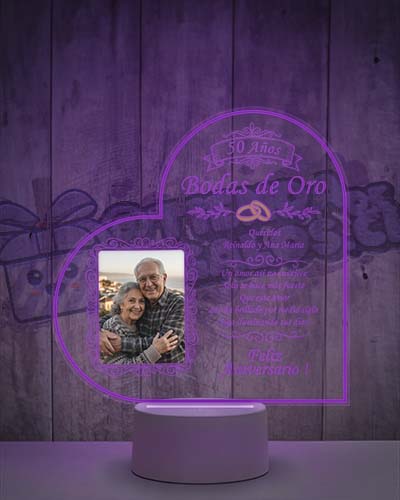 Lampara Led 3D Aniversario de Bodas