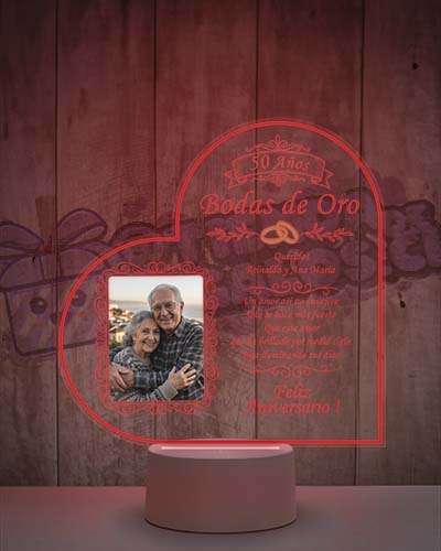 Lampara Led 3D Aniversario de Bodas