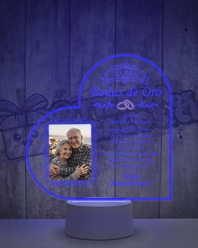 Lampara Led 3D Aniversario de Bodas