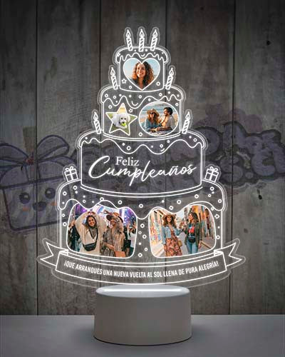 Lampara Led 3D Cumpleaños Torta
