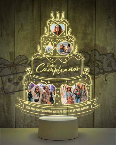 Lampara Led 3D Cumpleaños Torta