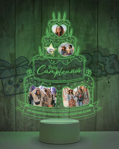 Lampara Led 3D Cumpleaños Torta