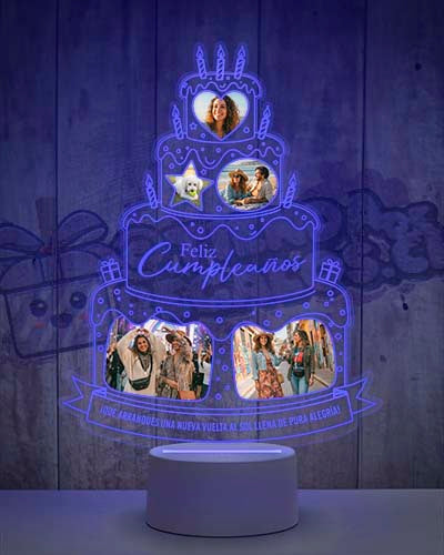 Lampara Led 3D Cumpleaños Torta