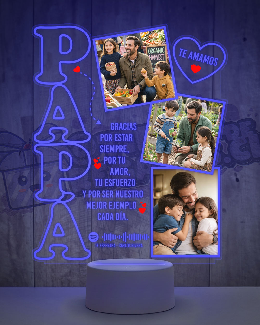 Lámpara Led 3D Papá 3 fotos