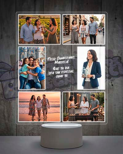 Lampara Led 3D Feliz Cumpleaños 6 Fotos-v