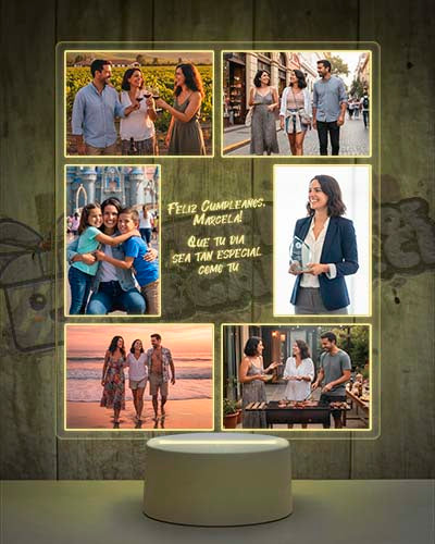 Lampara Led 3D Feliz Cumpleaños 6 Fotos-v