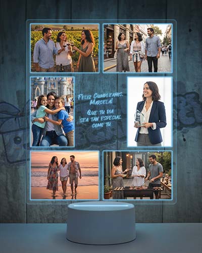 Lampara Led 3D Feliz Cumpleaños 6 Fotos-v