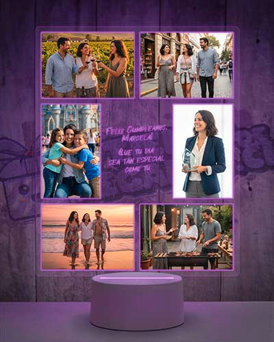 Lampara Led 3D Feliz Cumpleaños 6 Fotos-v