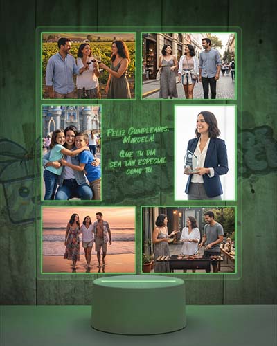 Lampara Led 3D Feliz Cumpleaños 6 Fotos-v