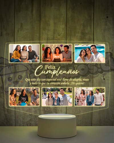 Lampara Led 3D Feliz Cumpleaños 6 Fotos-h