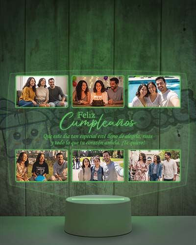 Lampara Led 3D Feliz Cumpleaños 6 Fotos-h