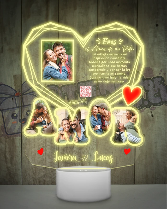 Lampara Led 3D Amor Diamante