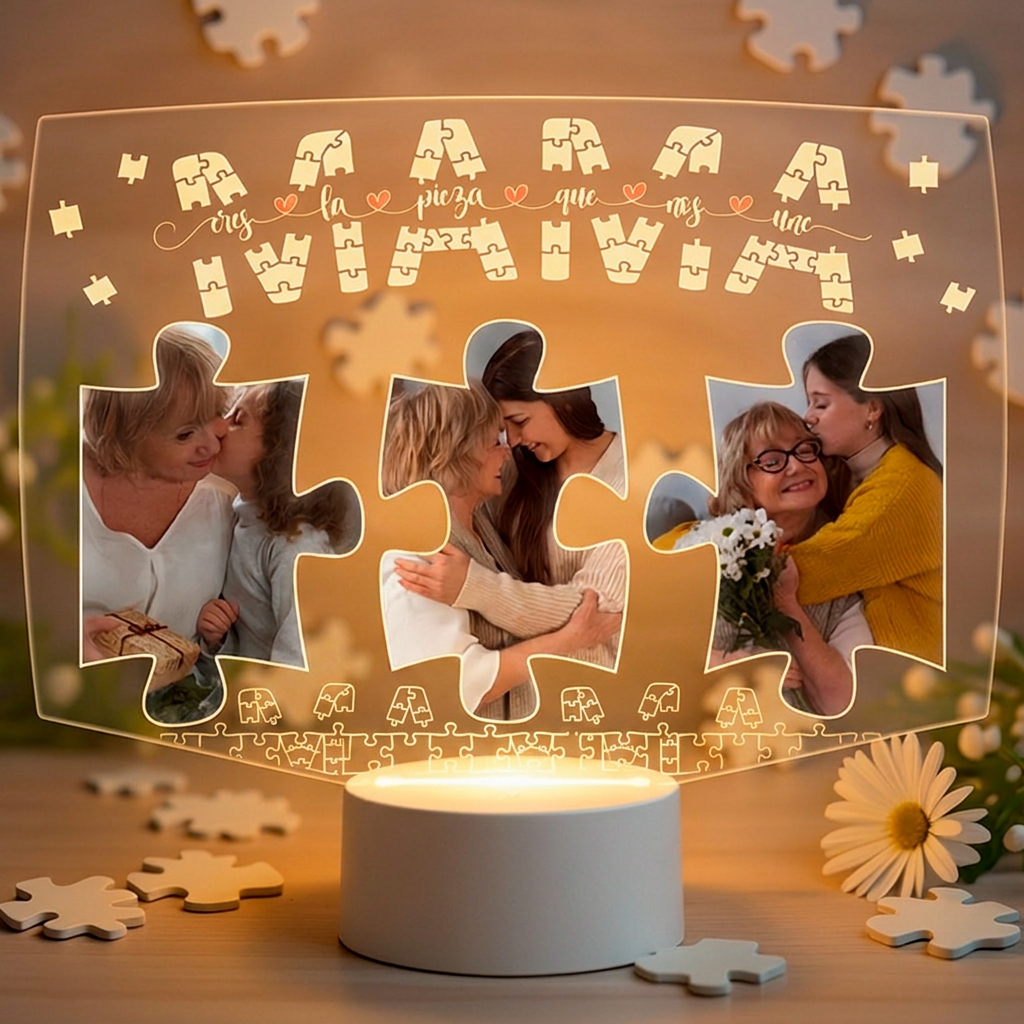 Lampara Led 3D Mama Rompecabezas