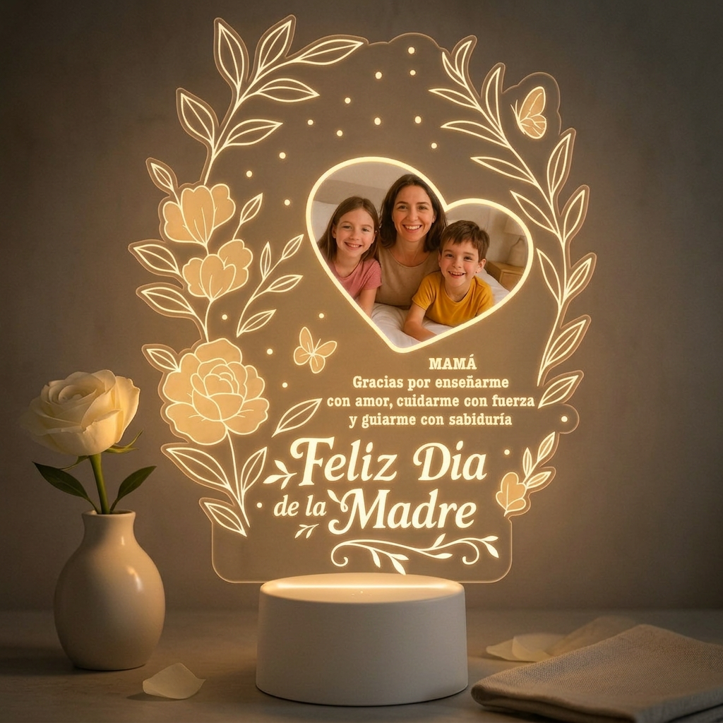 Lampara Led 3D Feliz Dia Mamá