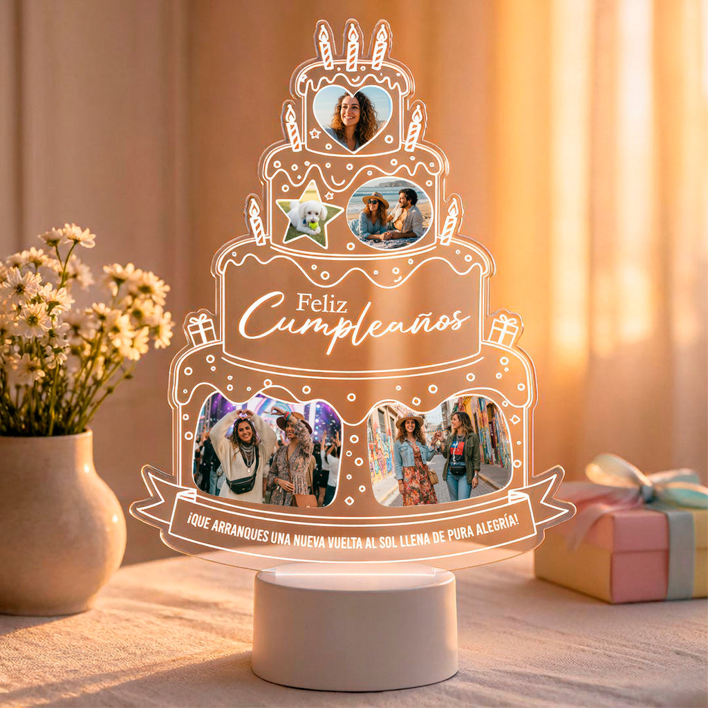 Lampara Led 3D Cumpleaños Torta