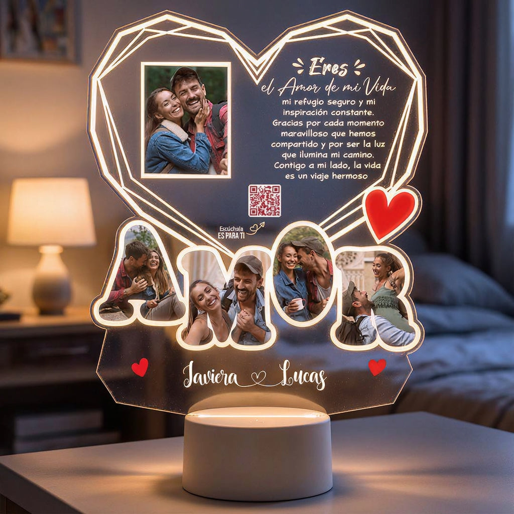 Lampara Led 3D Amor Diamante