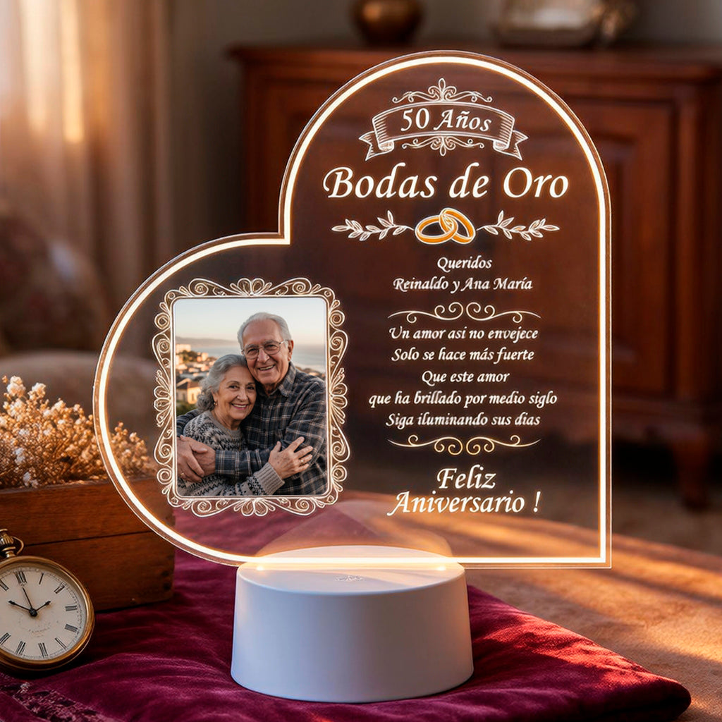 Lampara Led 3D Aniversario de Bodas