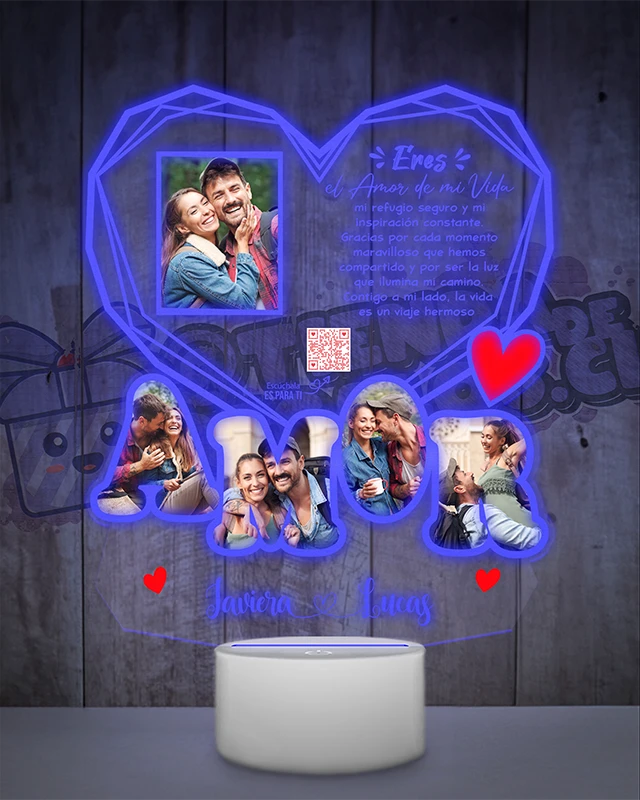 Lampara Led 3D Amor Diamante