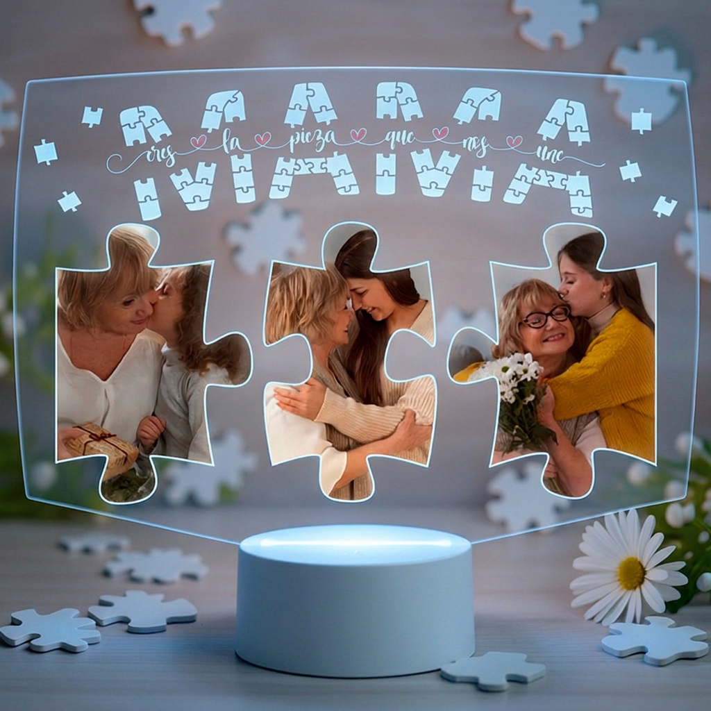 Lampara Led 3D Mama Rompecabezas