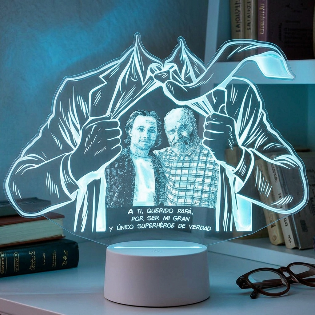 Lampara Led 3D SuperPapa Grabado