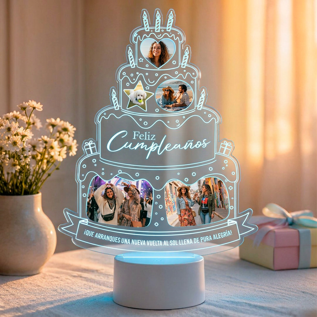 Lampara Led 3D Cumpleaños Torta