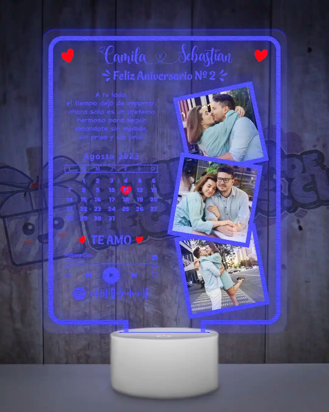 Lámpara Led 3D Amor Calendario 1