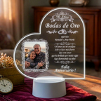 Lampara Led 3D Aniversario de Bodas