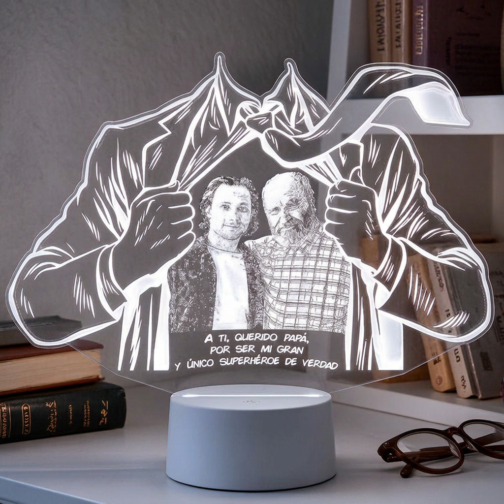 Lampara Led 3D SuperPapa Grabado