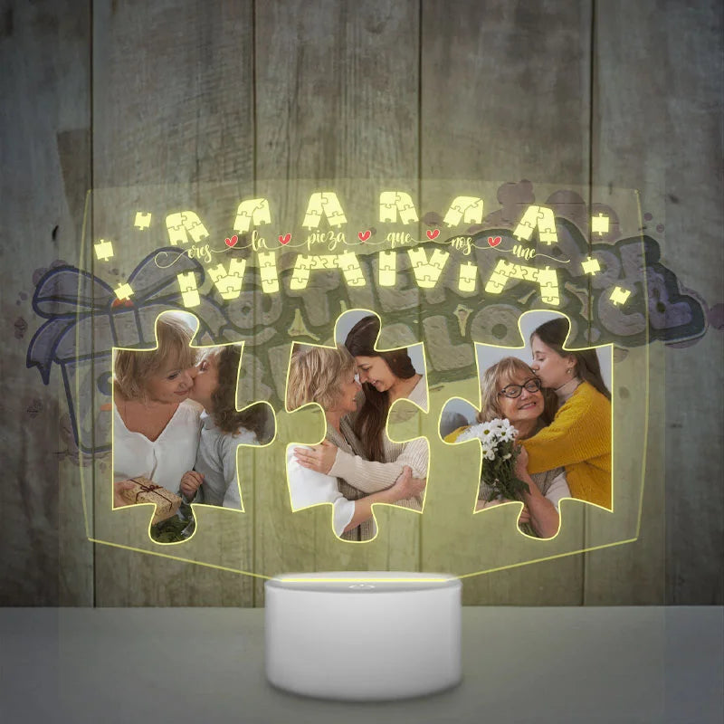 Lampara Led 3D Mama Rompecabezas