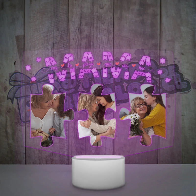 Lampara Led 3D Mama Rompecabezas