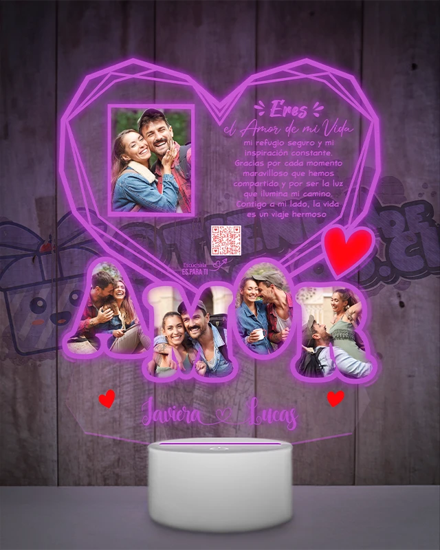 Lampara Led 3D Amor Diamante