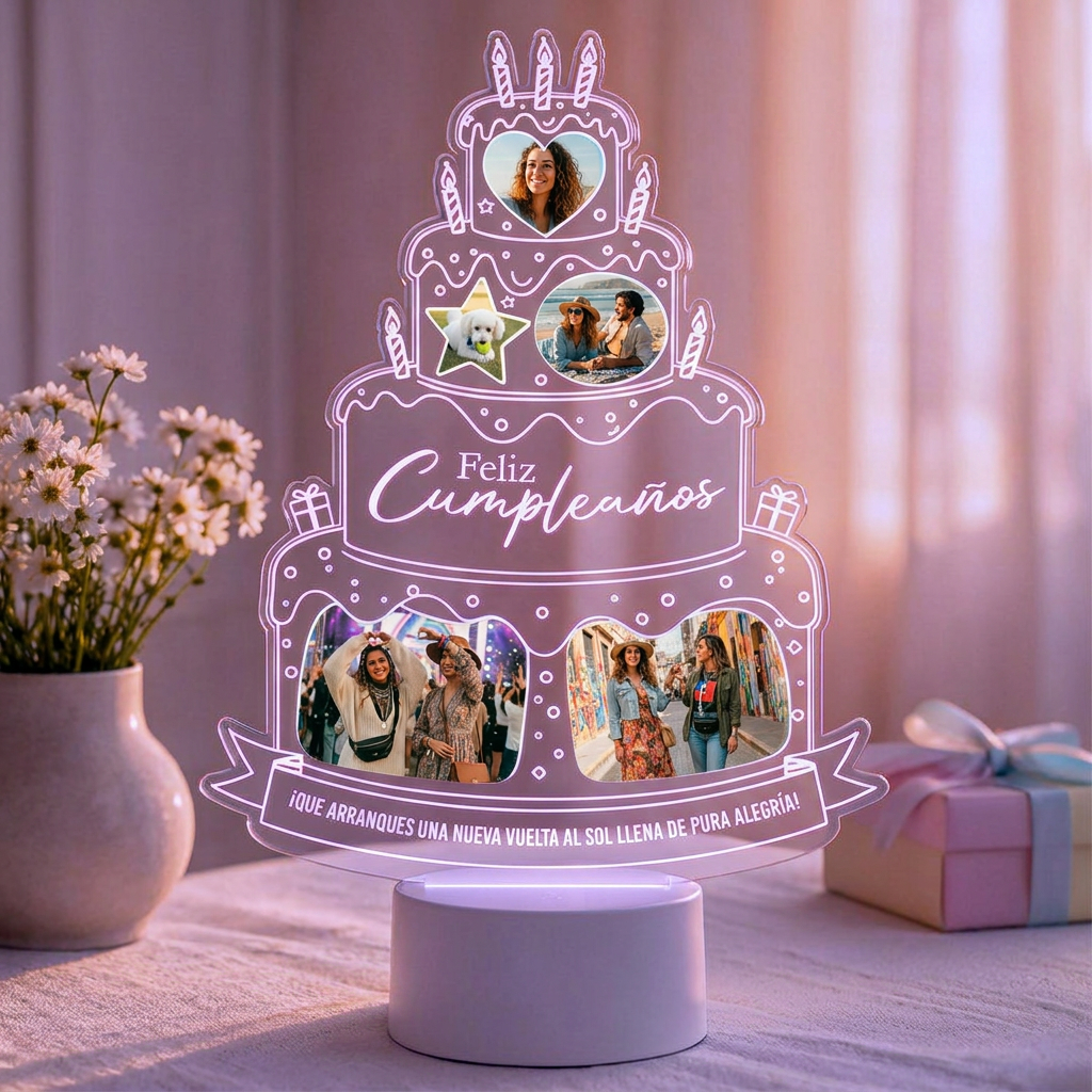 Lampara Led 3D Cumpleaños Torta