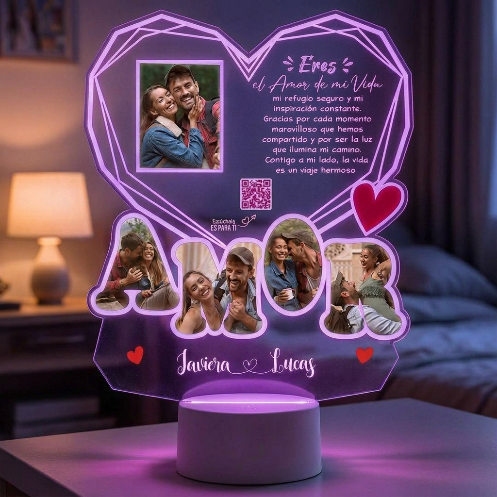Lampara Led 3D Amor Diamante