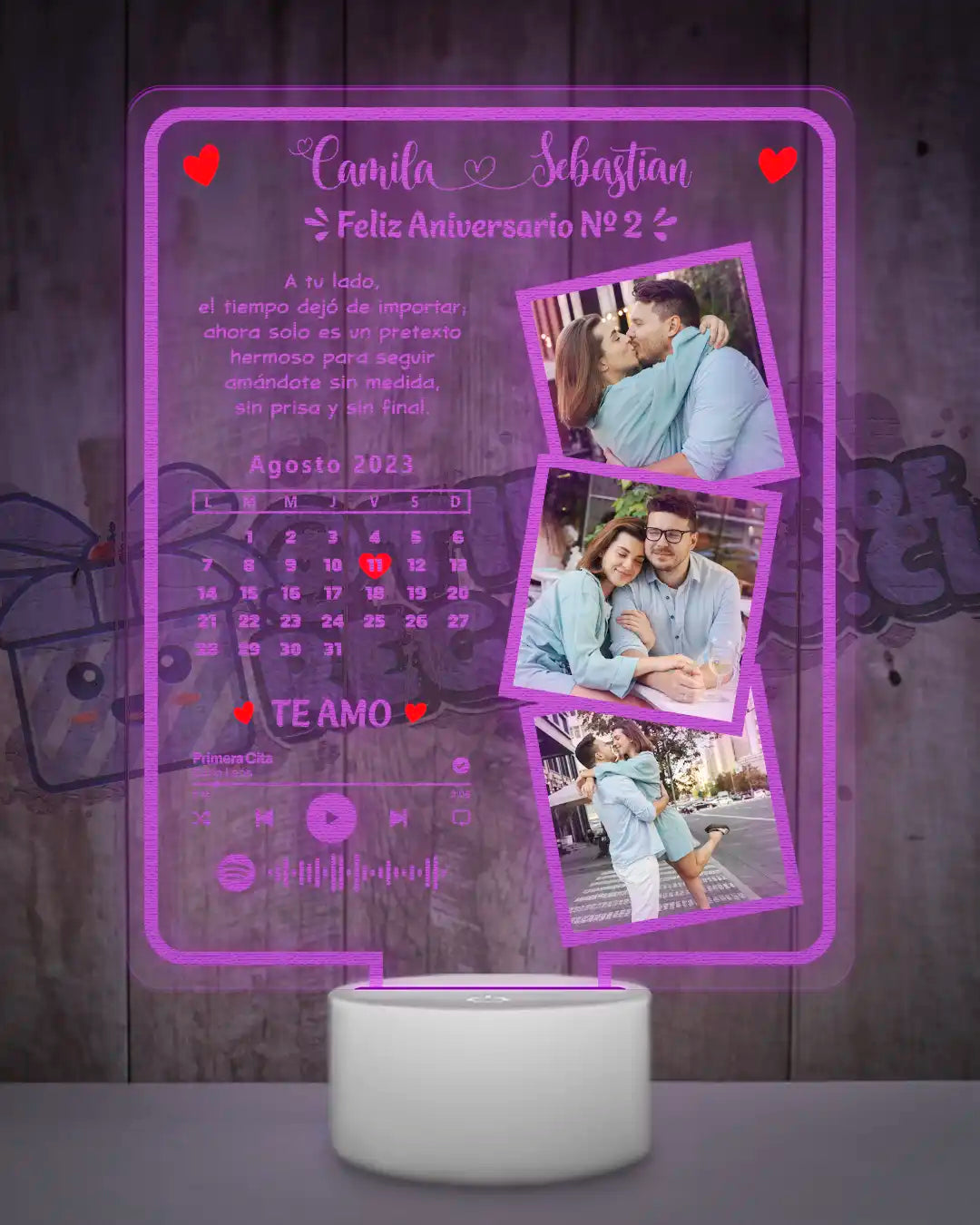 Lámpara Led 3D Amor Calendario 1