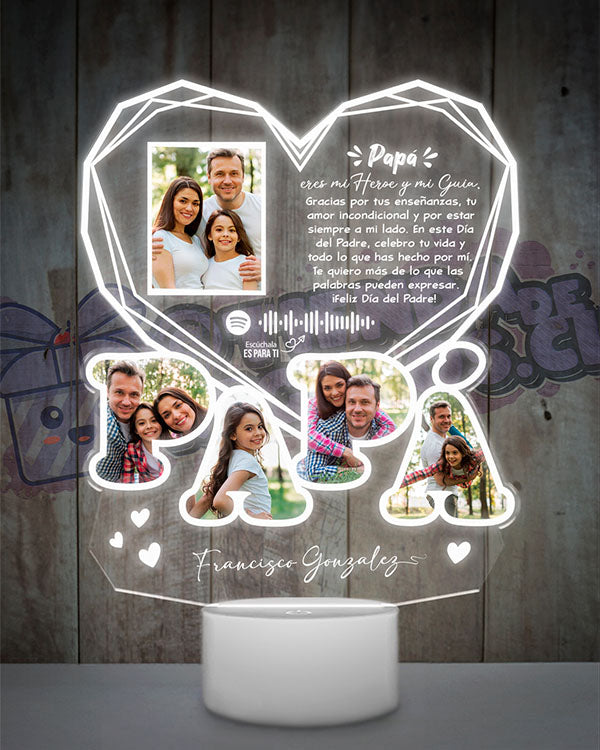 Lampara Led 3D Papa Diamante