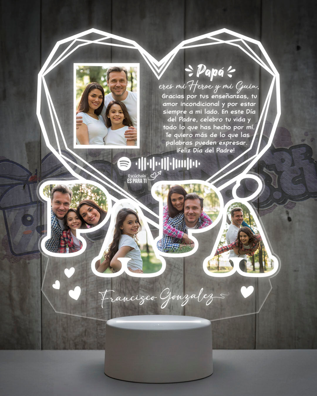 Lampara Led 3D Papa Diamante
