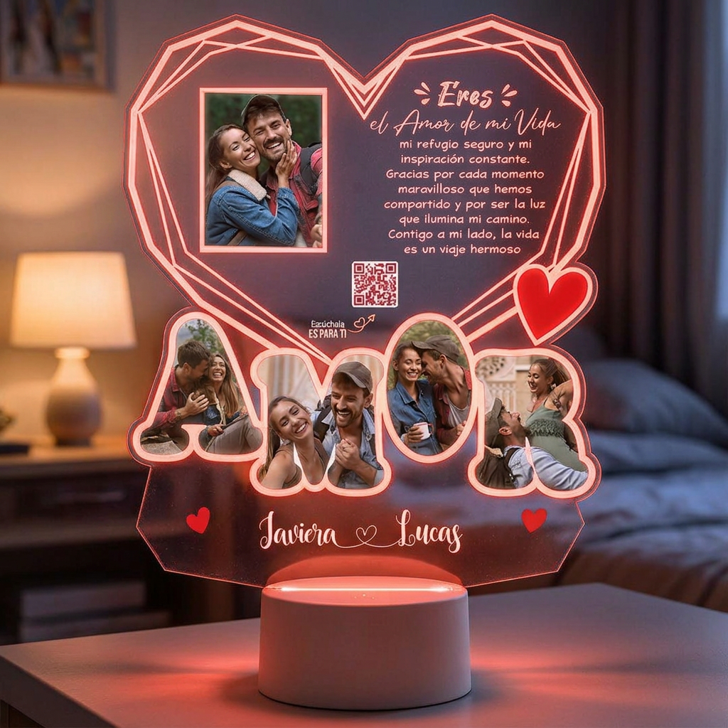 Lampara Led 3D Amor Diamante
