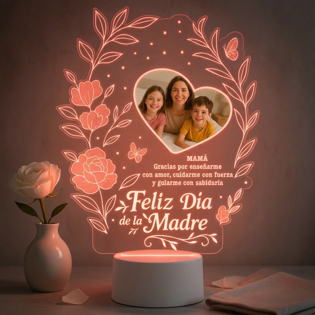 Lampara Led 3D Feliz Dia Mamá
