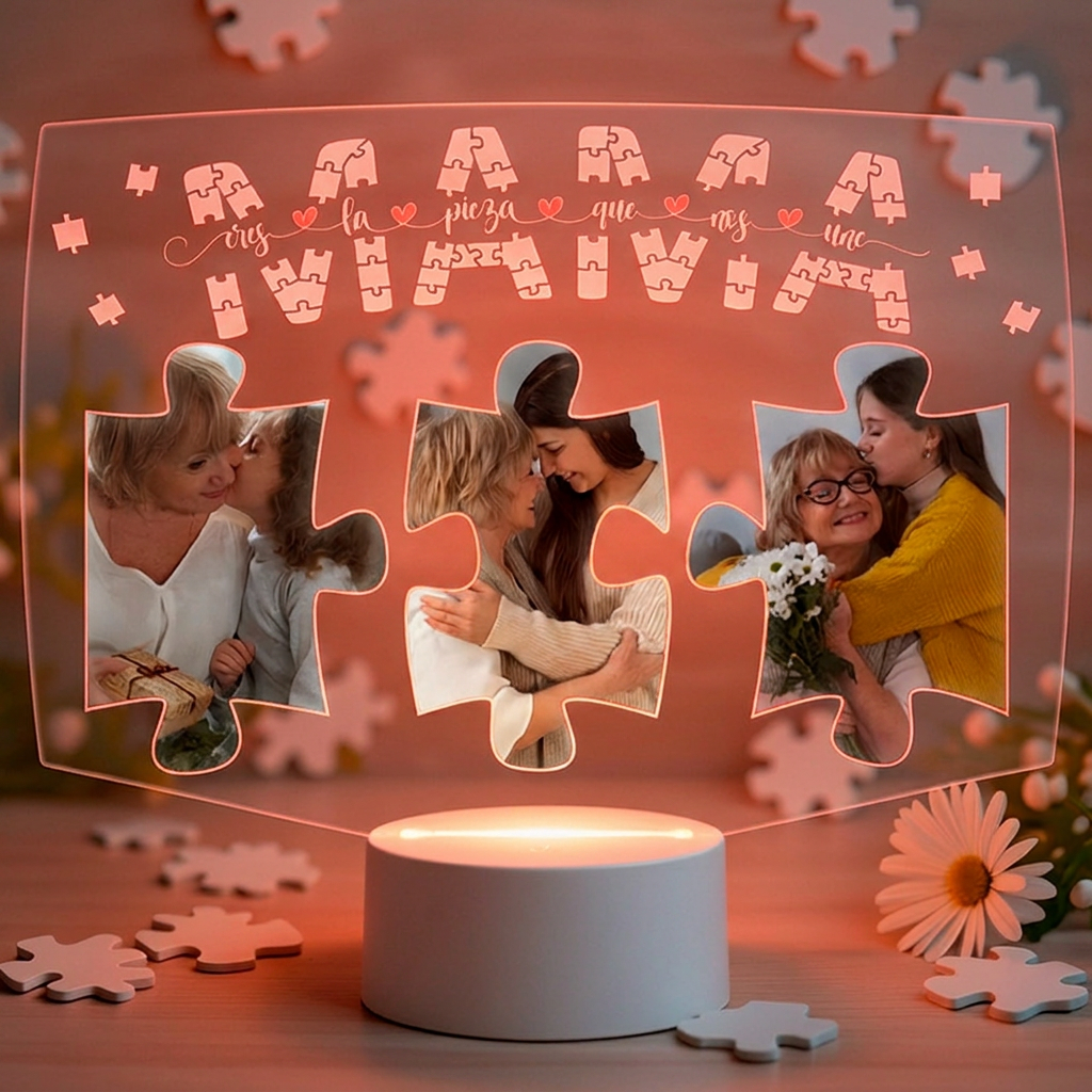 Lampara Led 3D Mama Rompecabezas