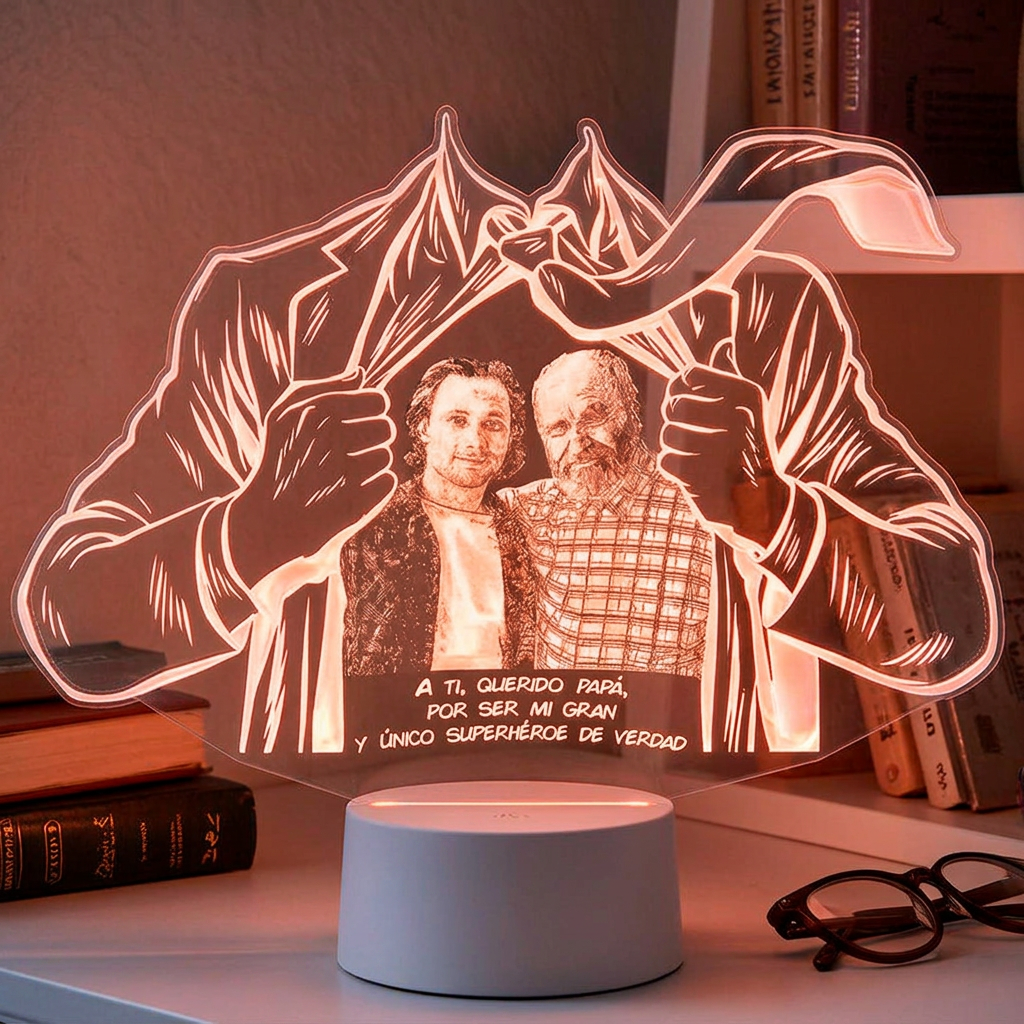 Lampara Led 3D SuperPapa Grabado