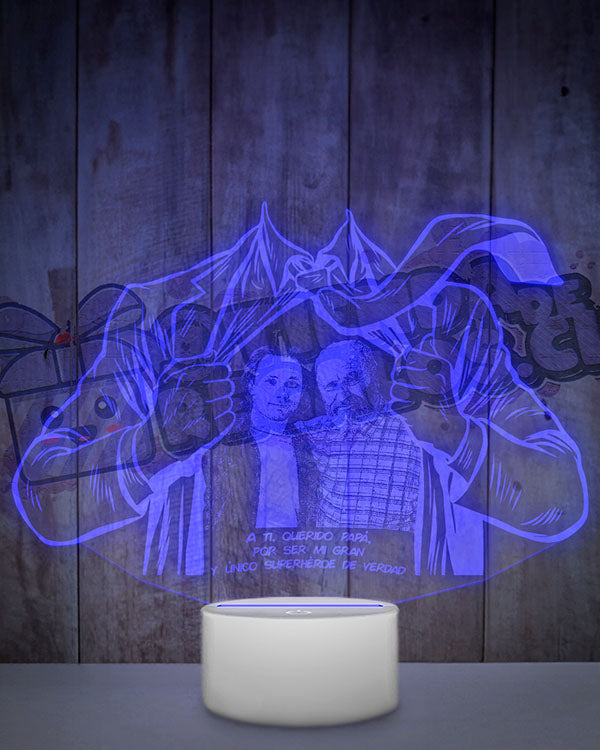 Lampara Led 3D SuperPapa Grabado