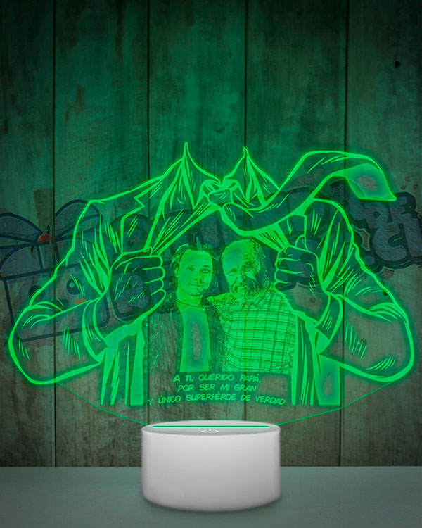 Lampara Led 3D SuperPapa Grabado