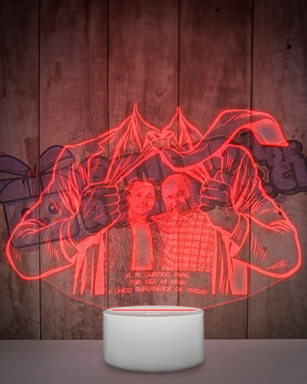 Lampara Led 3D SuperPapa Grabado