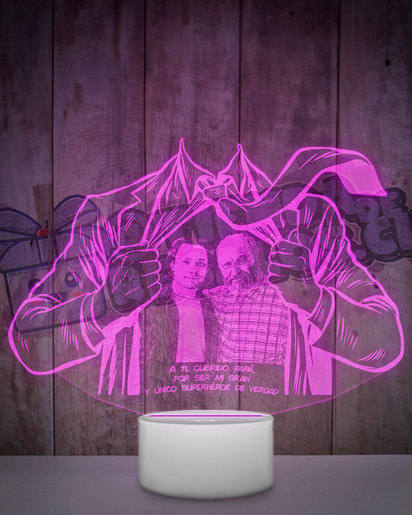 Lampara Led 3D SuperPapa Grabado