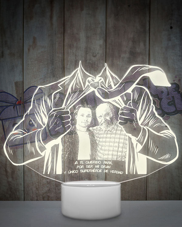 Lampara Led 3D SuperPapa Grabado