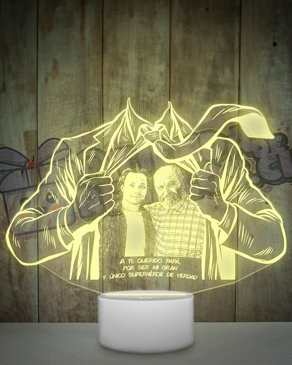 Lampara Led 3D SuperPapa Grabado