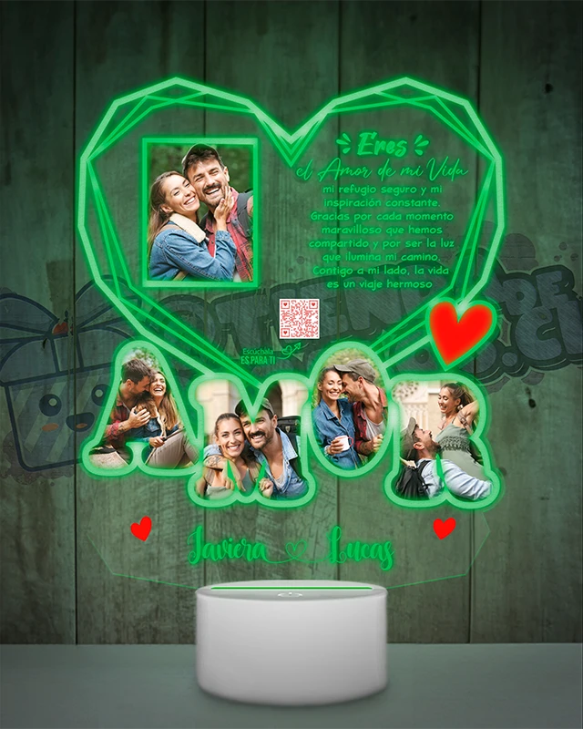 Lampara Led 3D Amor Diamante