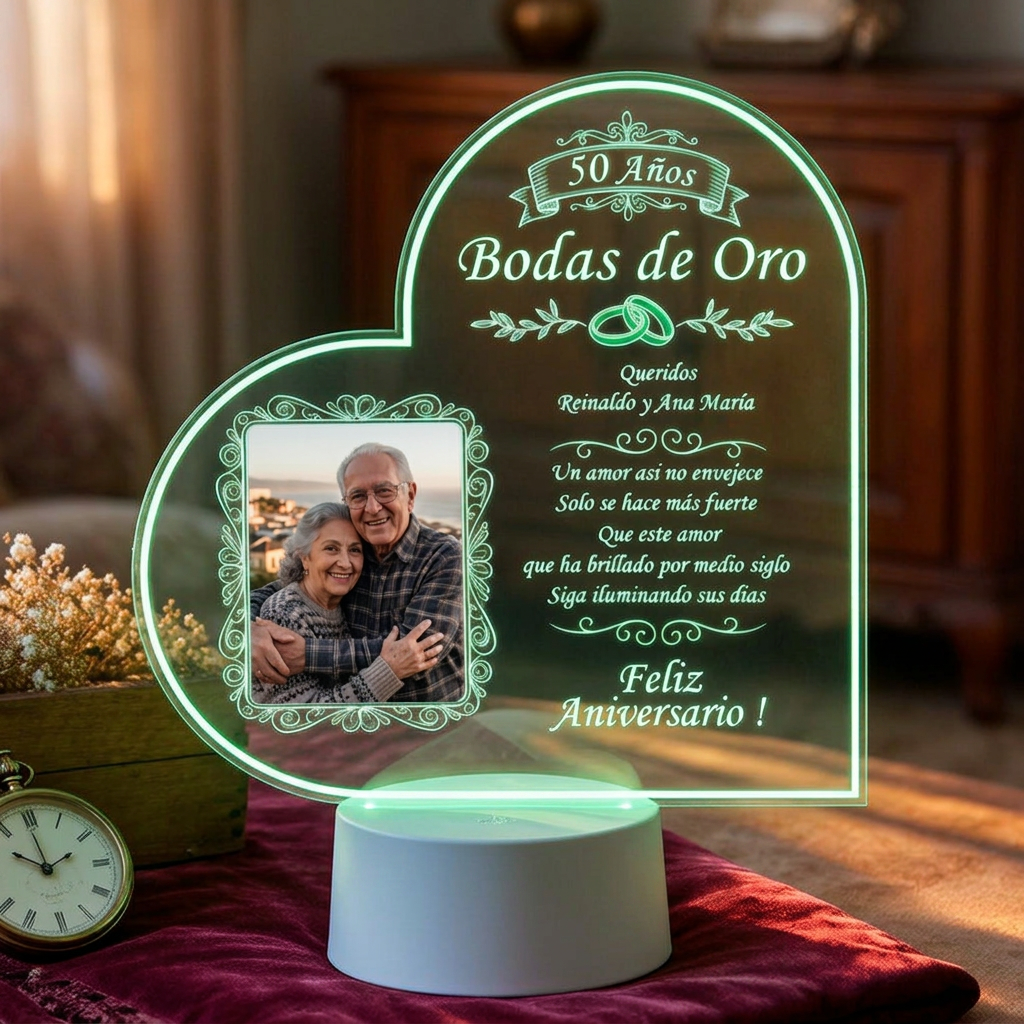 Lampara Led 3D Aniversario de Bodas